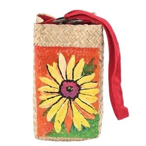 Sunflower Pattern Hand Painted Seagrass Purse